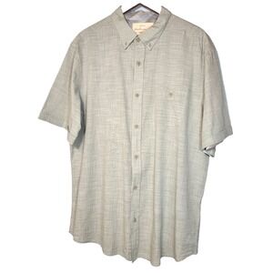 Weatherproof Vintage Green Woven Button Down Short Sleeve Shirt Pocket Size XL